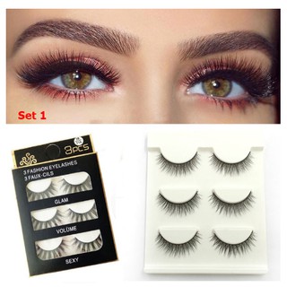 💥3D ขนตาปลอมธรรมชาติ 3 คู่ รุ่น 3D-LASH Set 1 เบอร์01-20