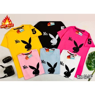 เสื้อยืดคอกลม แขนสั้นลายกระต่าย ฟรีไซส์ งานป้าย CDC29