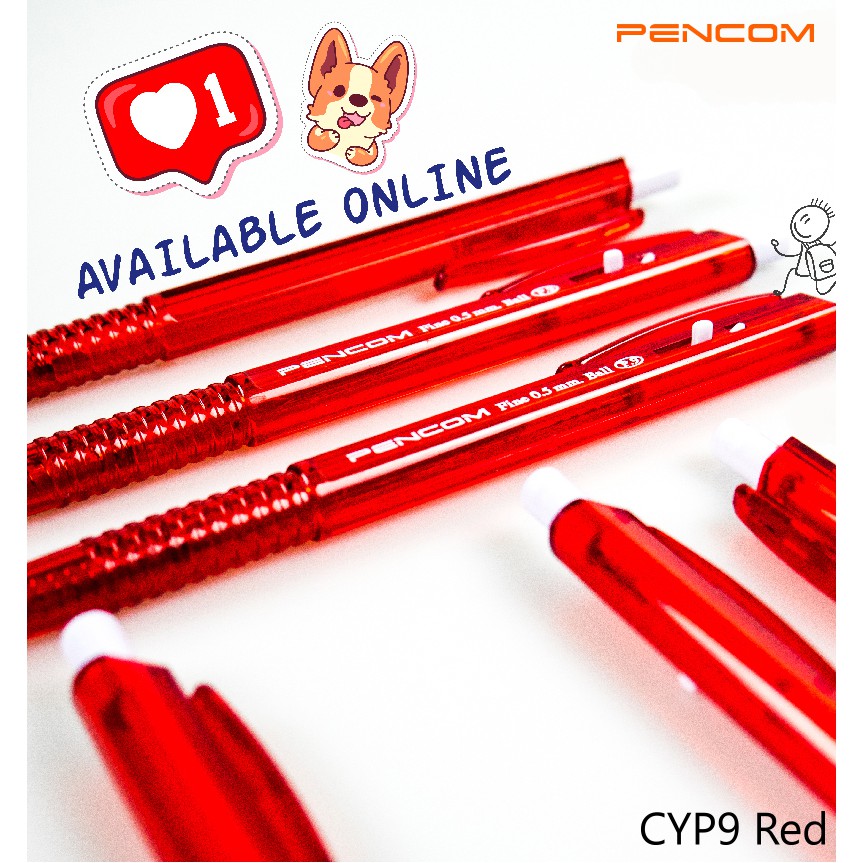 Pencom قلم حبر زيتي بزر CYP9 — أحمر — صورة 6