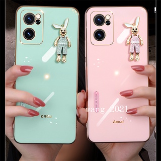 Phone Case เคส OPPO Reno7 Pro Reno6 Z 6 Pro 5G Casing Straight Edge Plating with Trendy Rabbit Ultra-thin Silicone Soft Case เคสโทรศัพท