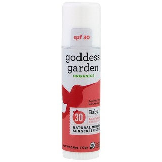 Goddess Garden, Organics, Natural Mineral Sunscreen Stick, Baby, SPF 30, 17g.