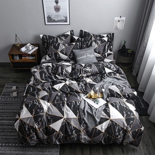 ส่งฟรี! ชุดผ้าปูที่นอน+ผ้านวมครบเซ็ต 6 ชิ้น “ลายหินอ่อน” Black Marble Beddings