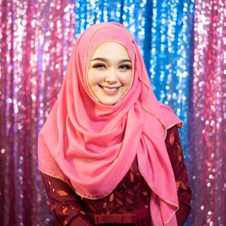 Hijab ผ้าคลุมผมผ้าคอตตอลแต่งด้วยเกร็ดประกายวิ้งๆ