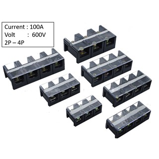 terminal block  เทอมินอล บล้อค  100A 600v 2-12 PIN   ไฟแรงสูง ส่งด่วน 2 วัน  รองรับ  AC/DC