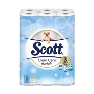 ทิชชู่ กระดาษชำระ SCOTT CLEAN CARE BABY POWDER 24 ชิ้น/แพ็ค กระดาษชำระ