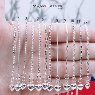 สร้อยข้อมือเงินแท้92.5% ปลายบอลหัวใจ7มิล ยาว6,6.5,7นิ้ว : สร้อยข้อมือเล็ก ชุดบอลหัวใจ