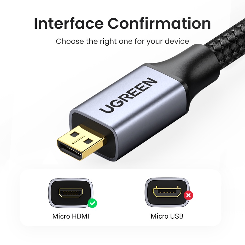 UGREEN อะแดปเตอร์ Hdmi To 4K/60Hz 3D Micro Hdmi To Hdmi รูปที่ 2