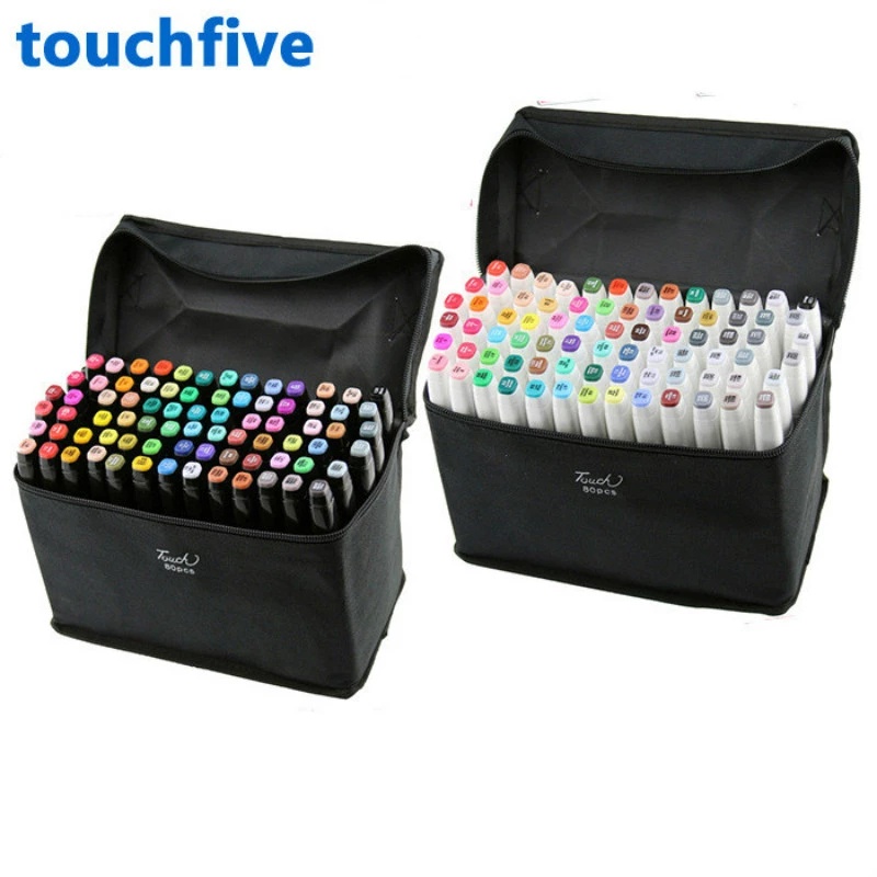 TouchFive เครื่องหมาย 12/24/30/40/60 สี Markers Manga Sketching Markers Dual แปรงปากกาแอลกอฮอล์ Felt Art อุปกรณ์การเรียนชุดวาด
