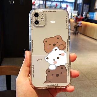 เคสiPhone13pro สไตล์เกาหลี เคสมือถือซิลิโคนนุ่ม เคสโทรศัพท์มือถือแบบนิ่ม ใส ลายการ์ตูนหมีน่ารัก สําหรับ เคสไอโฟน11 โทรศัพท์ ip i 6s 7 8 plus 11 เคสไอโฟน 13 เคสไอโฟน 14 เคสไอโฟน 12 pro max mini เคสไอโฟน7พลัส xs XR iPhone case เคสโทรศัพท์