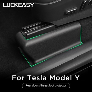 Tesla อุปกรณ์เสริมFor Tesla Model Y Car Front seat Track rotection cover Rear door sill anti kick late Interior Decorati