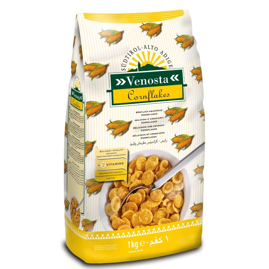 วีนอสต้า คอนเฟลก 1 กก.- Venosta Cornflakes breakfast cereals, healthy and natural snack 1KG