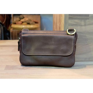 Leather Bag code : LB010 กระเป๋าหนังสะพายข้าง สีน้ำตาลเข้ม