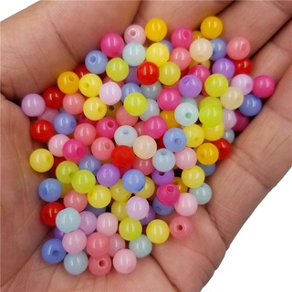 200pcs 6mm Jelly Color Round Acrylic Beads DIY Fashion Jewelry Accessories