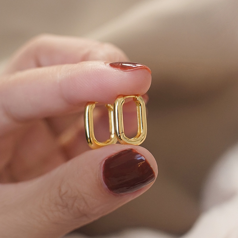 14k Square Hoop Earings สําหรับผู้หญิง Hiakw ต่างหูสําหรับผู้หญิง Hikaw Earings สําหรับเด็กแฟชั่นต่า