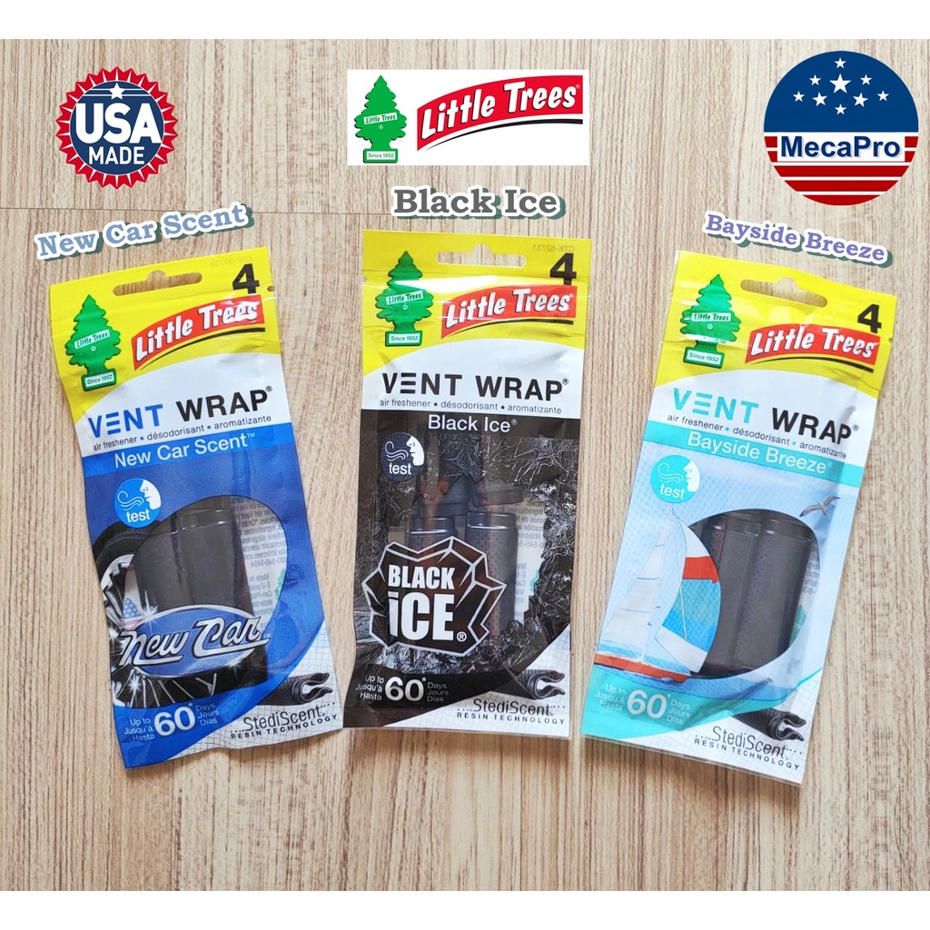 Little Trees® Vent Weap น้ำหอมปรับอากาศในรถยนต์ แบบเสียบช่องแอร์ (1 ซอง มี 4 ชิ้น)ใช้ได้นานถึง 60 วัน
