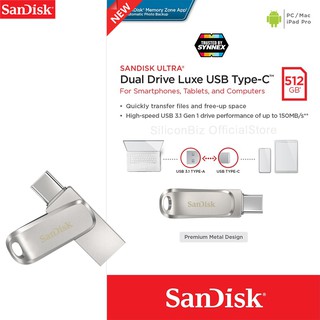 SanDisk Ultra® Dual Drive Luxe USB Type-C 512GB (SDDDC4-512G-G46) แฟลชไดรฟ์ ไดร์ฟOTG ใส่ โทรศัพท์ แทปเลท Tablet iPad Pro