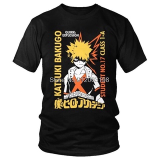 เสื้อยืดแขนสั้น ผ้าฝ้าย พิมพ์ลายการ์ตูนอนิเมะ My Hero Academia Katsuki Bakugou เหมาะกับของขวัญ สไตล์ญี่ปุ่น สําหรับผู้ชา