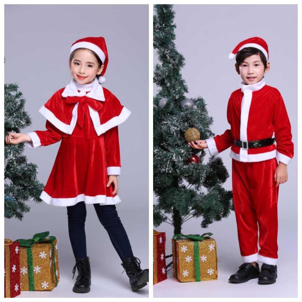 ชุดซานตาครอสเด็ก ชุดแซนต้าเด็ก ชุดแซนตี้เด็ก ผ้ากำมะหยี่สีแดง พร้อมส่ง #แซนต้า #M2 #F2