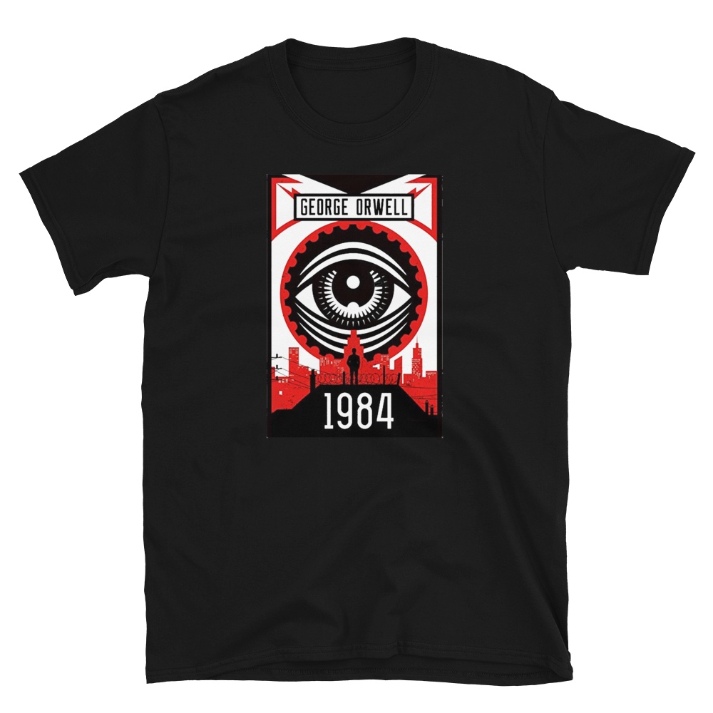 1984 Mens George Orwell Fictional Novel Top English Big Brother เสื้อยืดพิมพ์ลาย