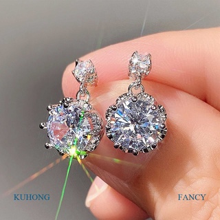 Kuhong Dainty Dangle ต่างหูน่ารัก ทรงกลม CZ คีย์ต่ํา เรียบง่าย เด็กผู้หญิง สวมใส่ได้ทุกวัน ต่างหูแฟชั่น เครื่องประดับหู อเนกประสงค์ สําหรับผู้หญิง