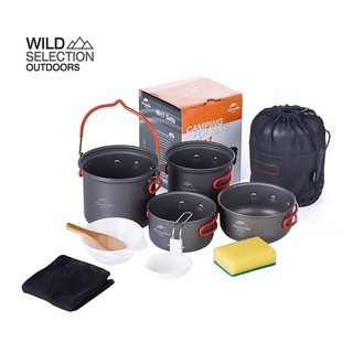 Naturehike Thailand ชุดหม้อ เครื่องครัวแบบพกพา หม้อ  NH18T018-G : Updated Four-piece hiking Camping Cookware