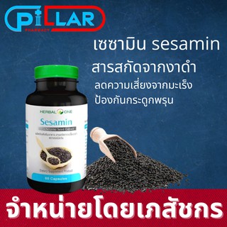 สารสกัดเซซามิน Sesamin จากงาดำ Herbal One อ้วยอัน 60 แคปซูล บำรุงกระดูก / Pillar Pharmacy