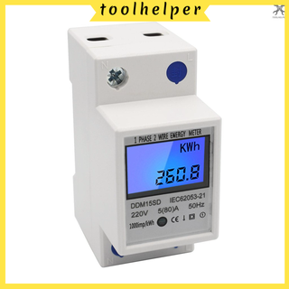 มิเตอร์วัดพลังงานไฟฟ้า เครื่องวัดพลังงานไฟฟ้า 5-80 A 220 V 50 Hz Kwh Single Phase Din - Rail Energy Meter 5-80 A 220 V 50hz Kwh Meter พร้อมหน้าจอ Lcd Dd 15sd