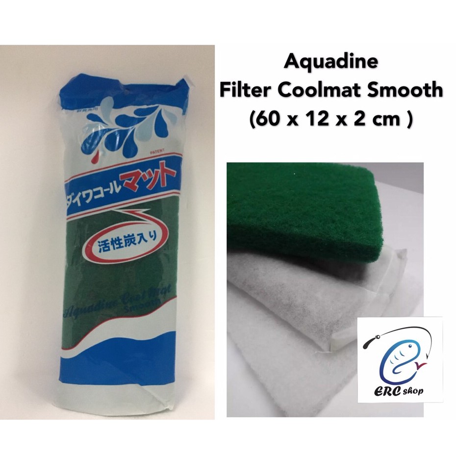 AQUADINE FILTER COOLMAT / 3 ชั้น FILTER WOOL CHARCOAL 60 X 12 X 2CM / KAPAS AKUARIAM