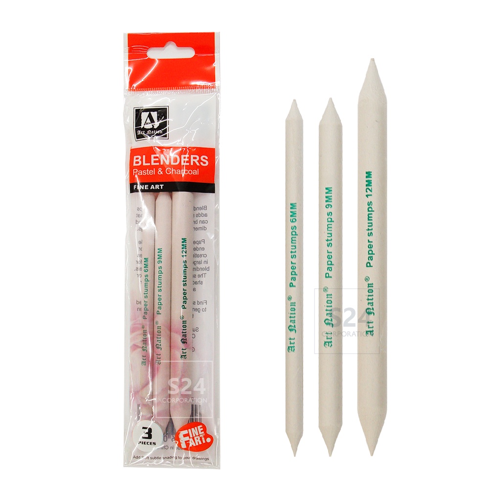 ART NATION แท่งเกลี่ยสี กระดาษเกลี่ยสี (ชุด 3 ชิ้น) BLD6912 Paper Stumps สำหรับ ชาโคล แกรไฟต์ ดินสอแรเงา สีไม้ สีชอล์ก