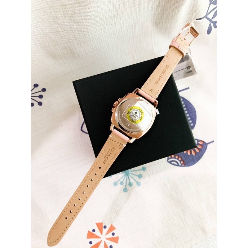 นาฬิกา COACH 14503151 Mini Boyfriend Pink Leather Rose Gold Watch ของ ...