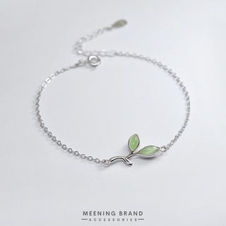 MeeningBrand ❥ สร้อยข้อมือเงิน GREEN LEAF [01-0020]