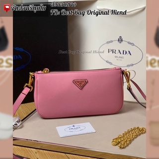 🔥กระเป๋าปรา ด้าครอสบอดี้สีชมพู 🔥 หนังแท้100%จ้า งานออ ริ💕 20cm.
