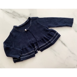 (P248)  Brandname Italy เสื้อไหมพรมเด็ก 3 เดือน cardigan คอกลมผ่าหน้า เสื้อคลุม ทอ rib และระบายที่ชายเสื้อ
