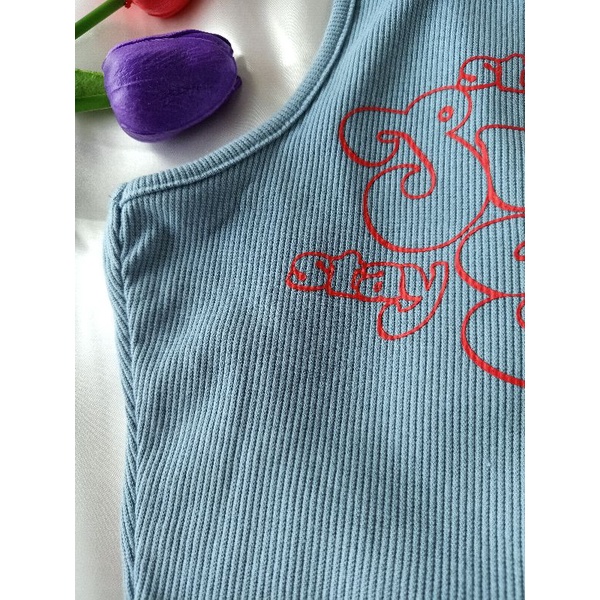 Shein พร้อมส่ง เสื้อกล้ามครอป Stay sweet stay high fairyfeverstore