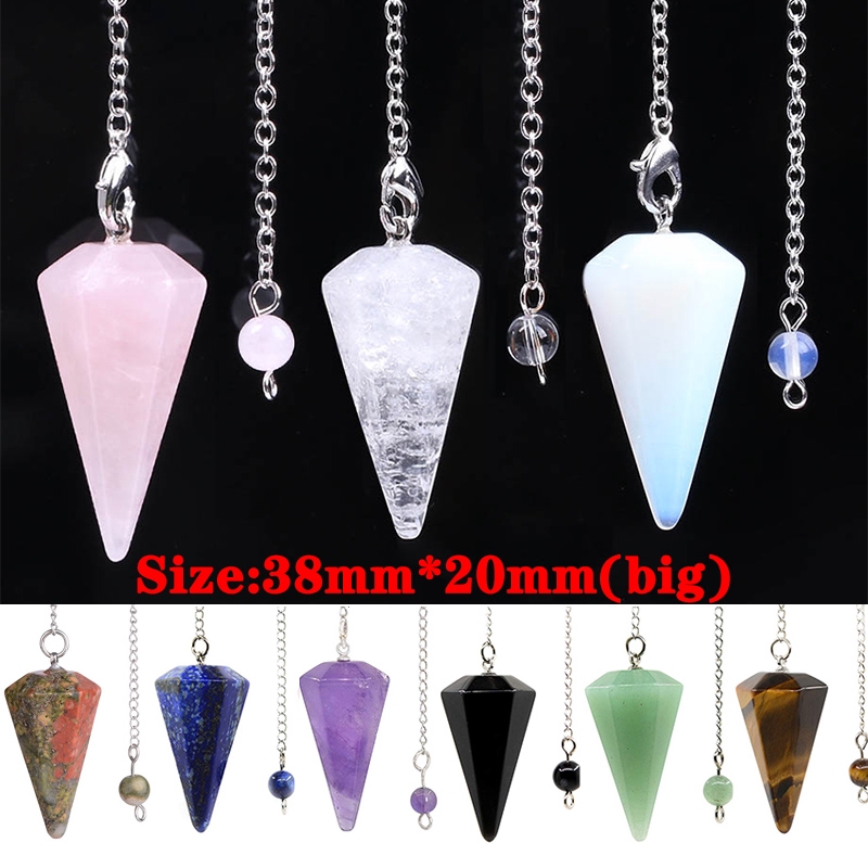 Reiki Chakra Dow ลูกตุ้มหินธรรมชาติ Amulet Healing จี้คริสตัลสมาธิลูกตุ้มหกเหลี่ยมสําหรับผู้ชายผู้หญิง
