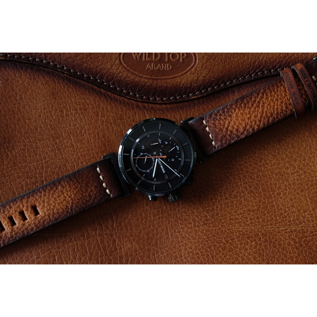 สายนาฬิกาสำหรับ Issey miyake W leather watch strap สายนาฬิกาหนังแท้ แฮนด์เมด ออกแบบทำเพื่อรุ่นนี้โดยเฉพาะ สีน้ำตาลวินเทจ