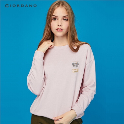 GIORDANO WOMEN Printed graphic crewneck loose sweatshirt 99399472