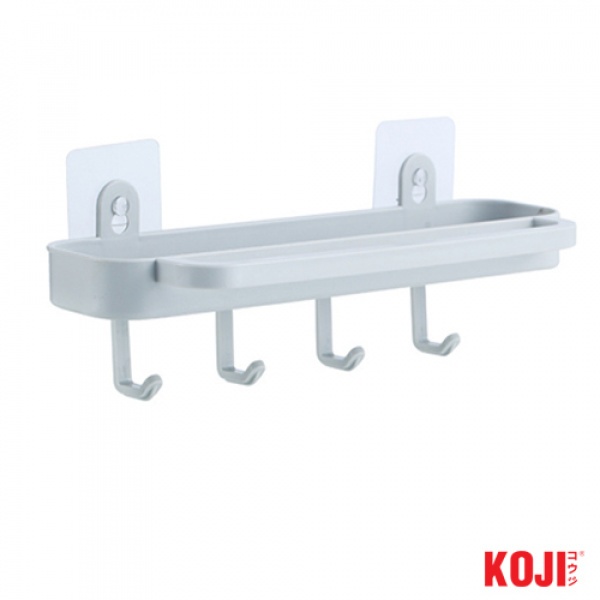 GlobalHouse KOJI DIY ชั้นวางพร้อมตะขอติดผนัง รุ่น 2EXC008-GY ขนาด 12x31.5x8 cm. สีเทา สินค้าของแท้คุณภาพดี