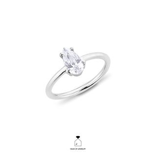 Haus of Jewelry - SIMPLE PEAR DIAMOND RING แหวนเงินแท้ ประดับเพชรคิวบิกเซอร์โคเนีย (Cubic Zirconia)