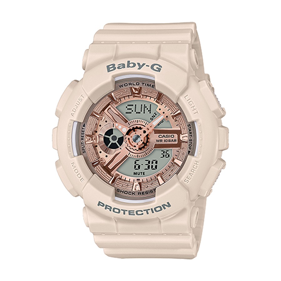 Casio Baby-G นาฬิกาข้อมือผู้หญิง สายเรซิ่น รุ่น BA-110CP,BA-110CP-4A - สีชมพูไข่ไก่