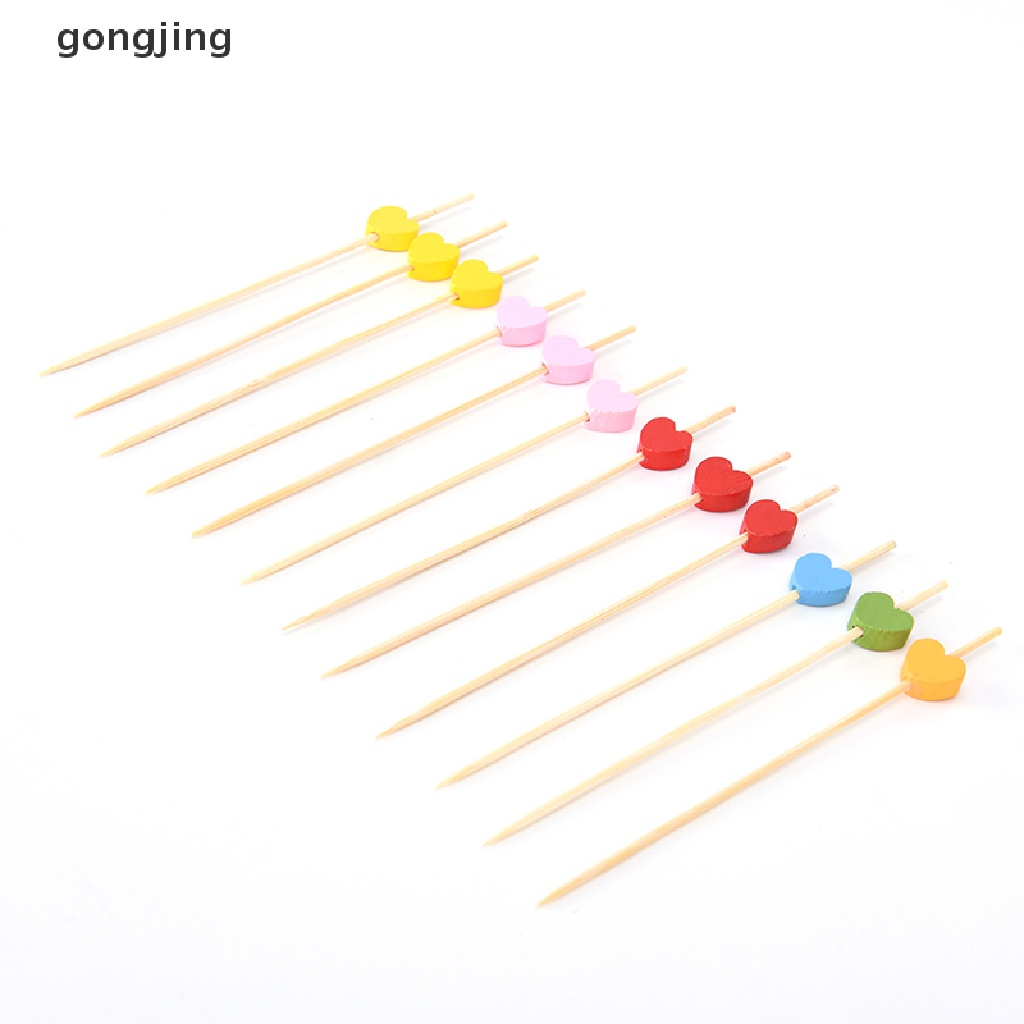 Gong 2017 ใหม่ ไม้จิ้มฟัน ลายหัวใจ สําหรับตกแต่งค็อกเทล แซนวิช 100 ชิ้น