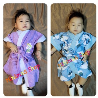 new 👘 ROBE kids ชุดคลุมอาบน้ำ (หมีปักอก)ชุดคลุมนอน ชุดคลุมว่ายน้ำ มีหลายสี หลายลายจ้า (แบบปักหมีที่หน้าอก)