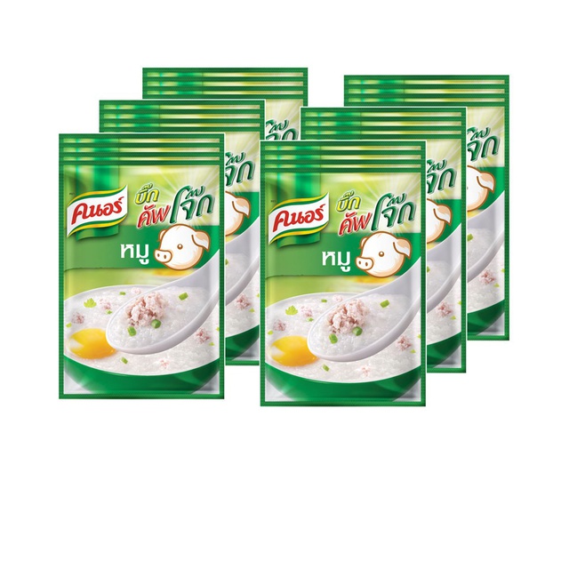 คนอร์ บิ๊กคัพโจ๊ก ชนิดซอง รสหมู (55 กรัม x แพ็ค 4) x6 Knorr UNILEVER