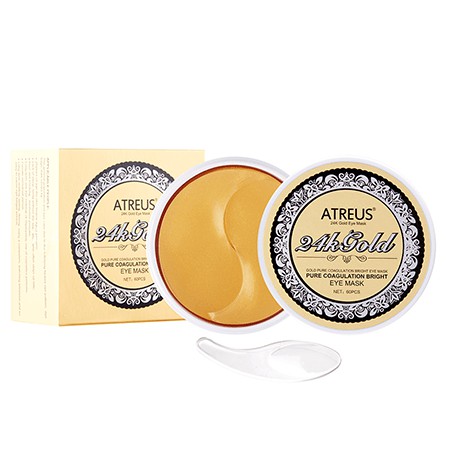แผ่นมาส์กใต้ตา ทองคำ 24K ลดริ้วรอยหมองคล้ำ ATREUS 24K Gold Eye Mask