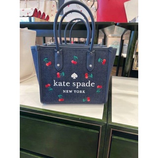 พร้อมส่ง‼️‼️KATE SPADE ELLA CHERRY EMBROIDERED DENIM