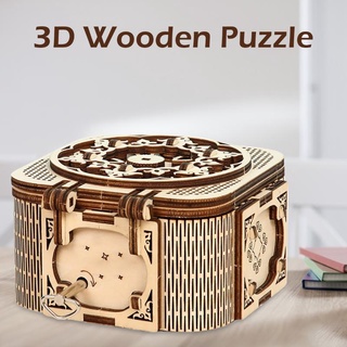 3D DIY Assembly Wooden Music Box Model Mechanical Puzzle Box Brain Teaser Projects Children Educational Toy