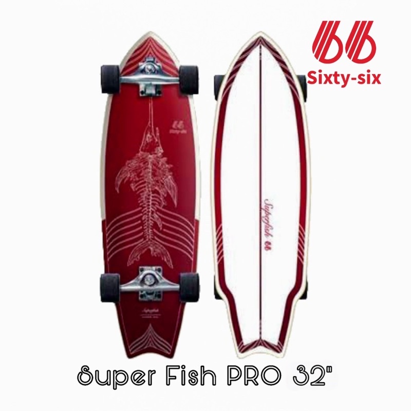 SixtySix66 SurfSkate Red Snap Super Fish Pro 32” ก้างปลาแดง มีของพร้อมส่งทันที