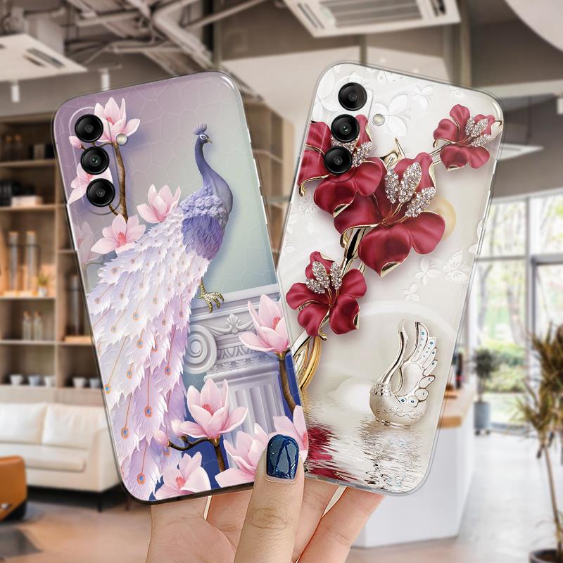 ดอกไม้และนกยูง เคสโทรศัพท์ ซัมซุง Samsung Galaxy A04s 4G A13 5G A047 A136 TPU ฝาครอบกันกระแทกซิลิโคนนุ่มใส 28