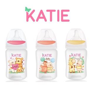 พร้อมส่ง! รุ่นใหม่ 🌈 ไม่ดูดไม่ไหล KATIE (เคที่) ขวดนมเด็ก ขวดนมคอกว้าง PP ขนาด 4,5,8 และ 9 ออนซ์