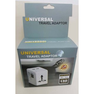 ปลั๊กไฟ Dual USB Universal Adapter All in Oneรุ่นSquare พร้อมUSBเสียบชาร์ตแบตมือถือ/ไอแพด ใช้ได้ทั่วโลก